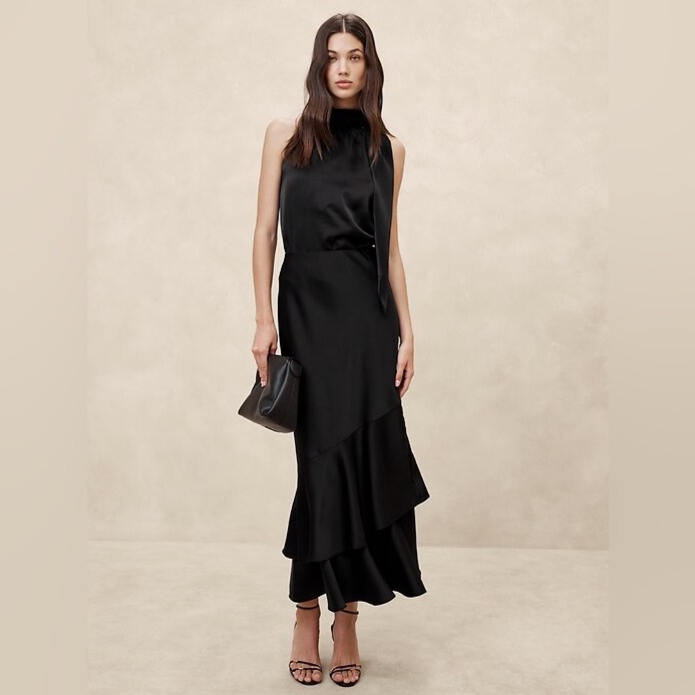Banana Republic Factory Satin Tiered Maxi Skirt Size M